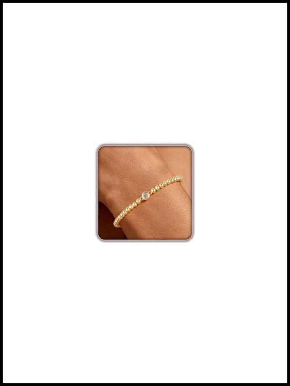 14K Gold Plated Stretch Stackable Beaded Bracelet Women CZ Clover Jewelry Gift